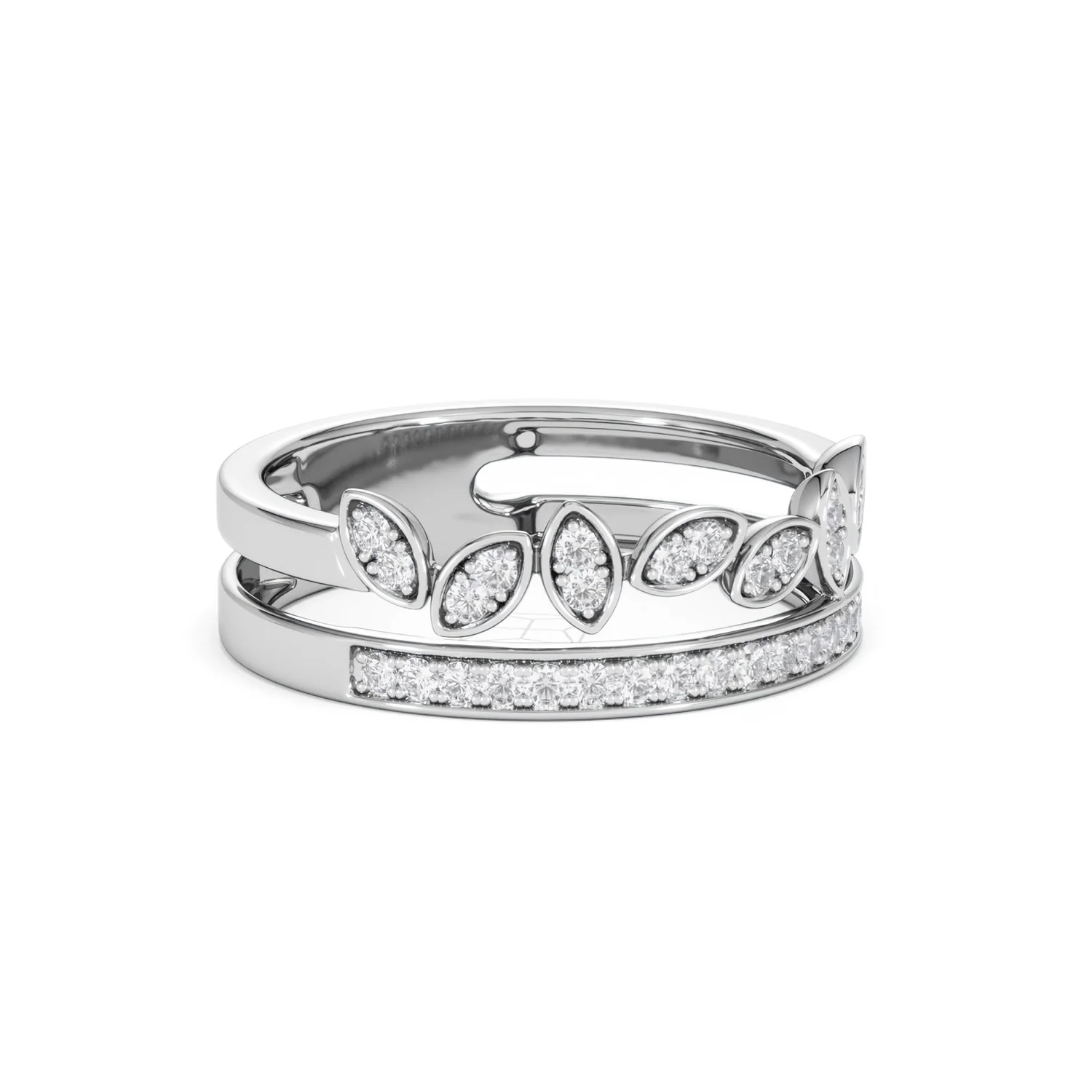Double Band Stacking Ring Lab Diamond 0.25ct in 925 Silver - Image 18