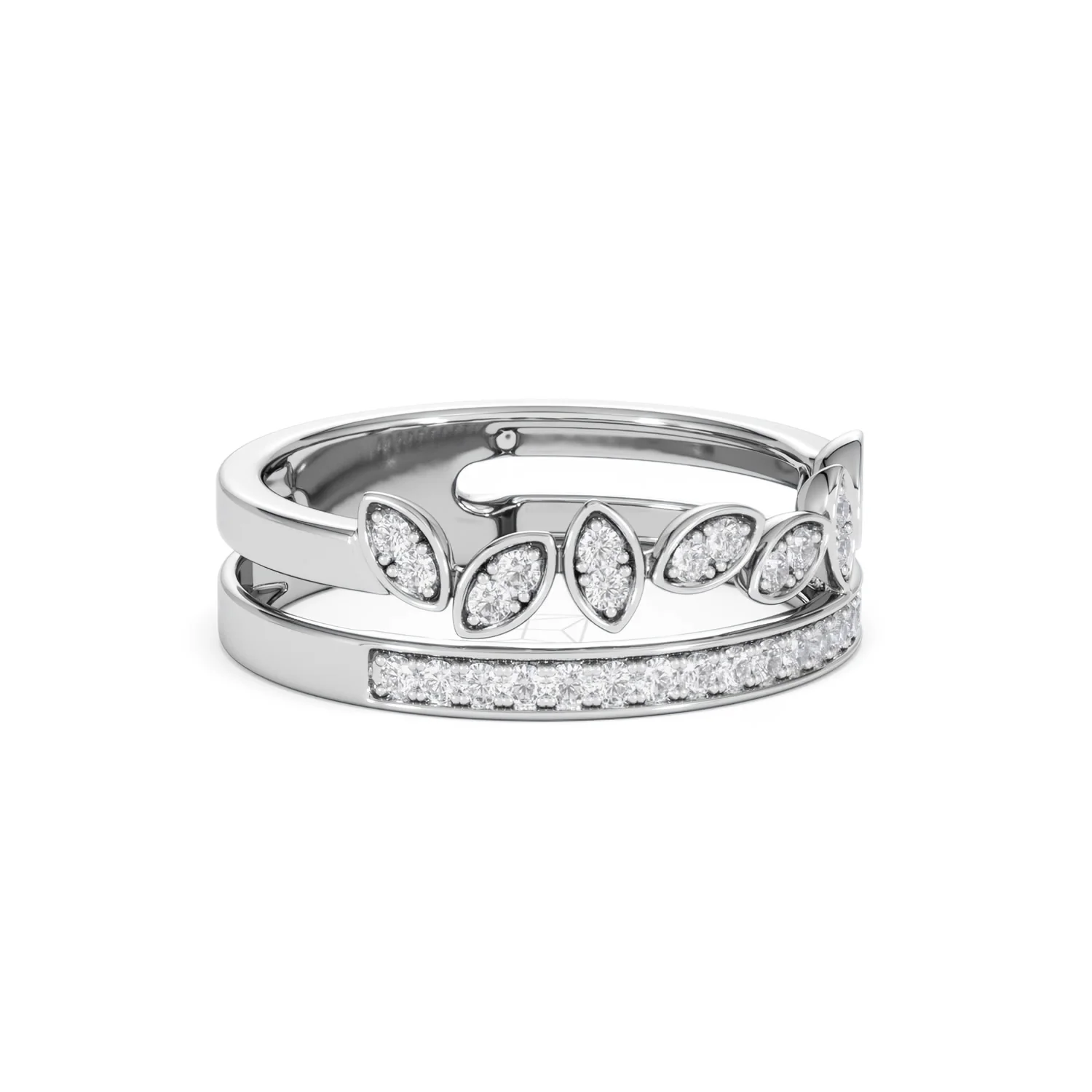 Double Band Stacking Ring Lab Diamond 0.25ct in 925 Silver - Image 19