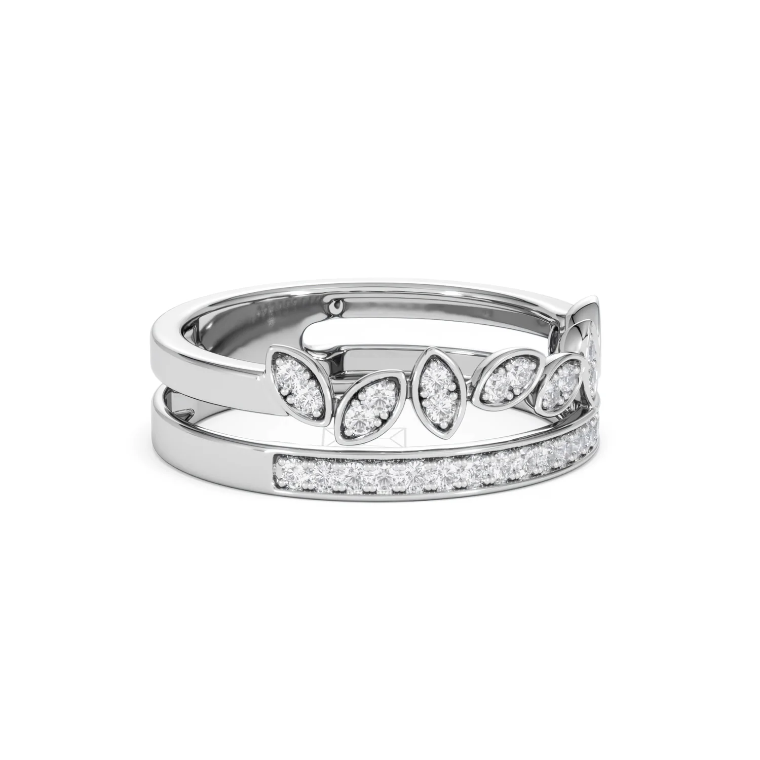 Double Band Stacking Ring Lab Diamond 0.25ct in 925 Silver - Image 20