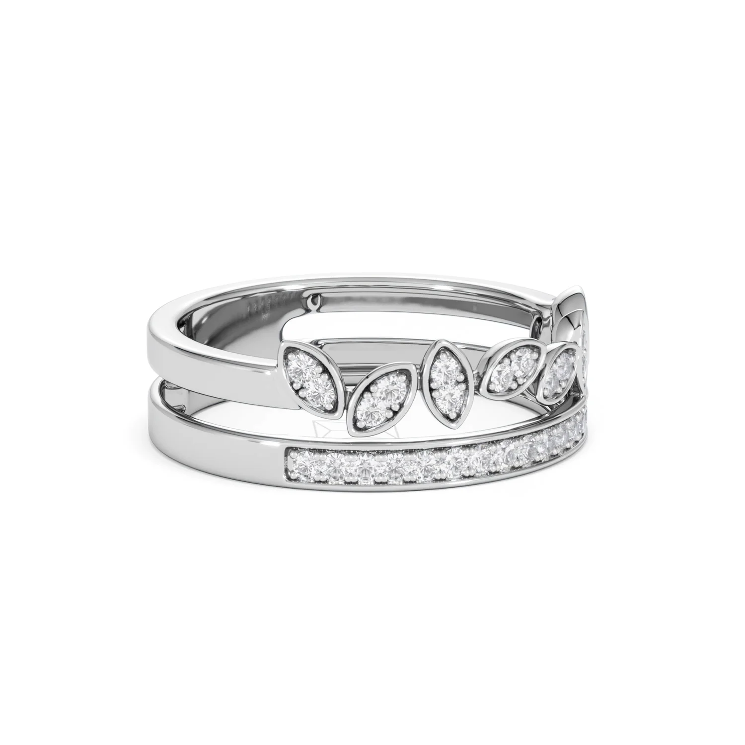 Double Band Stacking Ring Lab Diamond 0.25ct in 925 Silver - Image 21