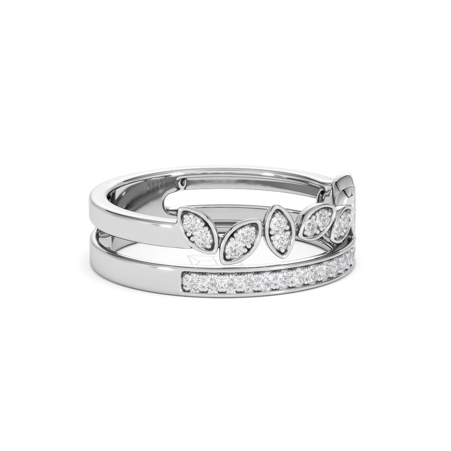 Double Band Stacking Ring Lab Diamond 0.25ct in 925 Silver - Image 22