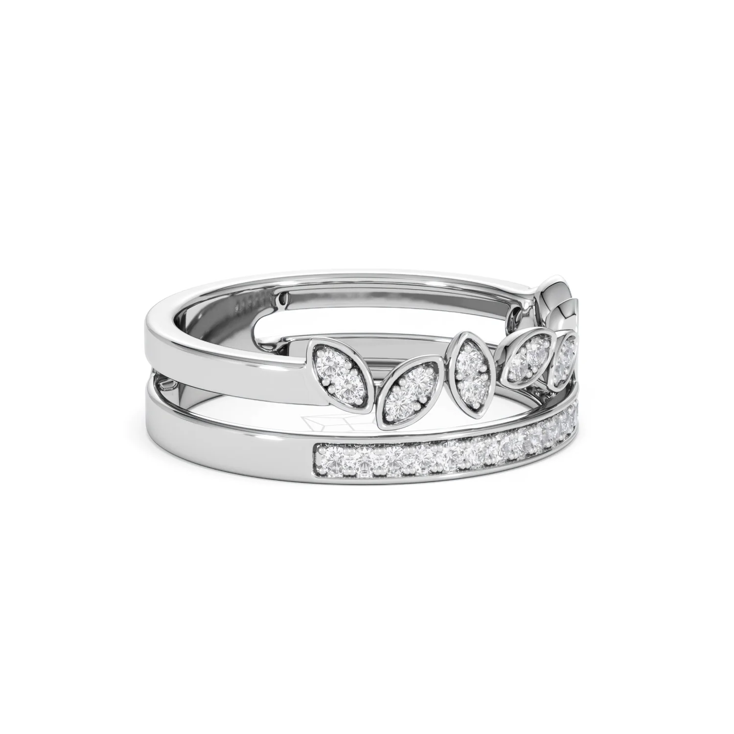 Double Band Stacking Ring Lab Diamond 0.25ct in 925 Silver - Image 23