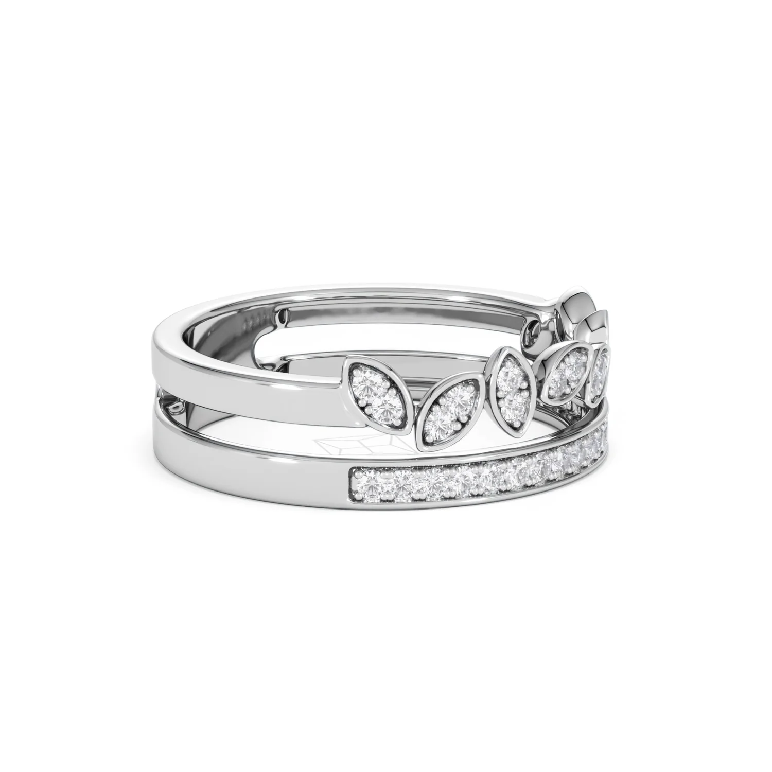 Double Band Stacking Ring Lab Diamond 0.25ct in 925 Silver - Image 24