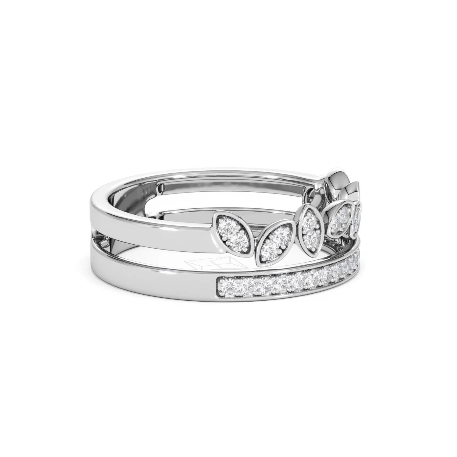 Double Band Stacking Ring Lab Diamond 0.25ct in 925 Silver - Image 25