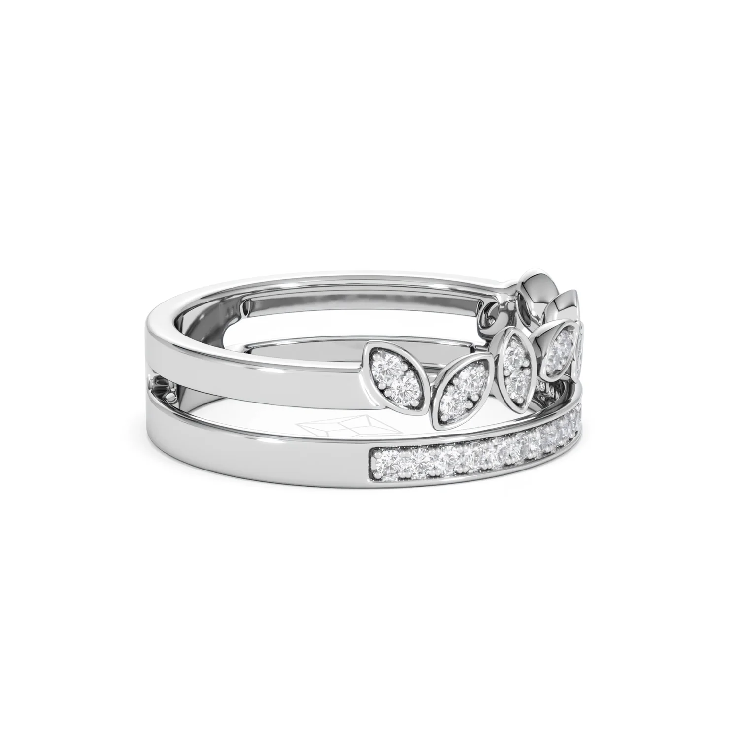 Double Band Stacking Ring Lab Diamond 0.25ct in 925 Silver - Image 26