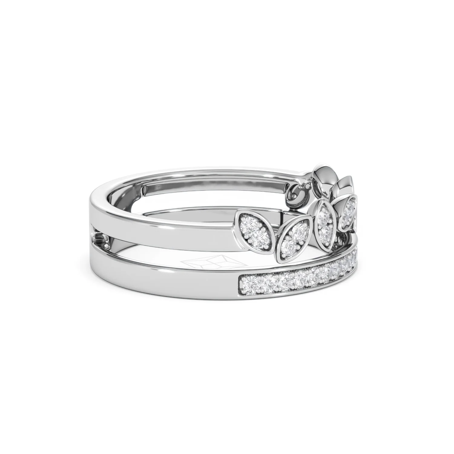 Double Band Stacking Ring Lab Diamond 0.25ct in 925 Silver - Image 27