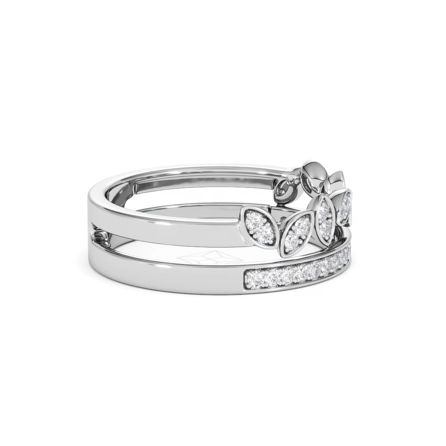 Double Band Stacking Ring Lab Diamond 0.25ct in 925 Silver - Image 28