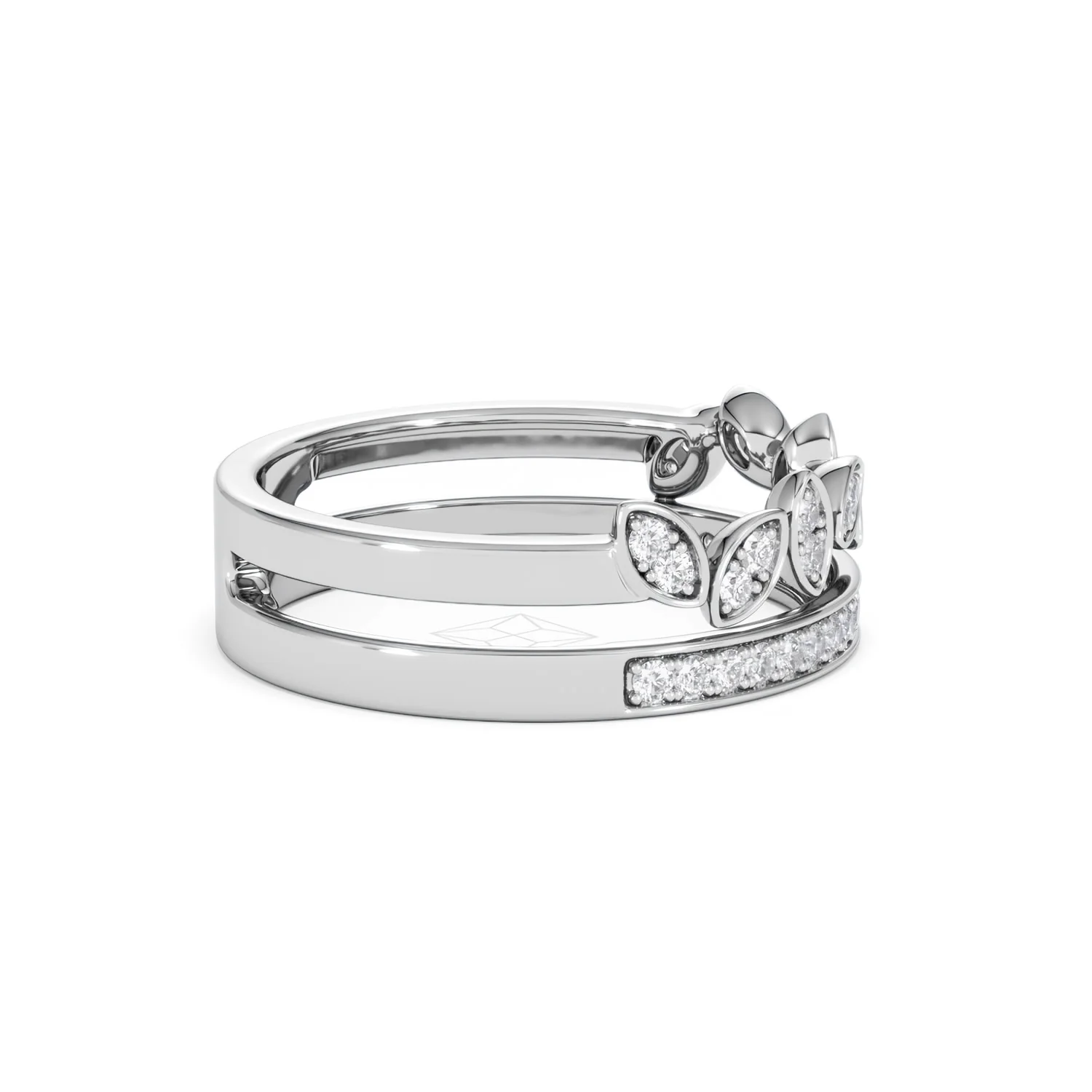 Double Band Stacking Ring Lab Diamond 0.25ct in 925 Silver - Image 29