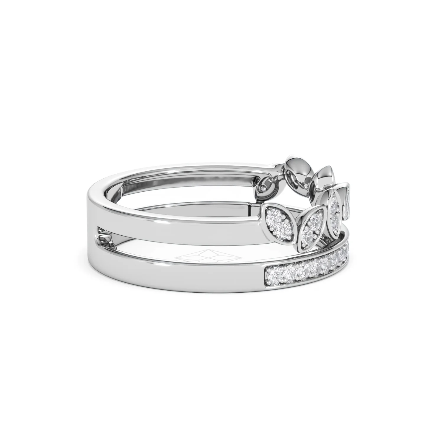 Double Band Stacking Ring Lab Diamond 0.25ct in 925 Silver - Image 30
