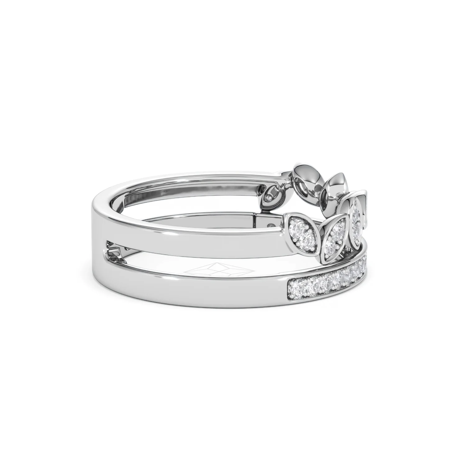 Double Band Stacking Ring Lab Diamond 0.25ct in 925 Silver - Image 31
