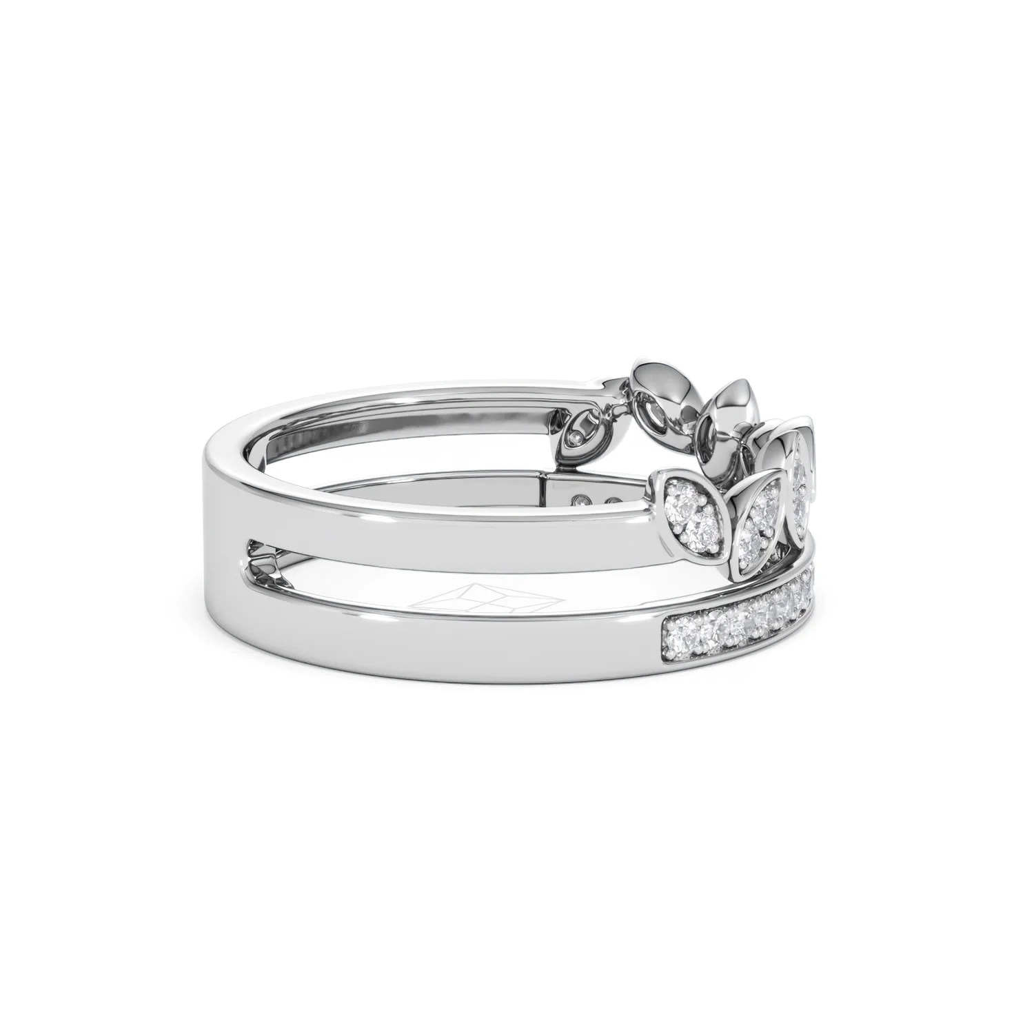 Double Band Stacking Ring Lab Diamond 0.25ct in 925 Silver - Image 32