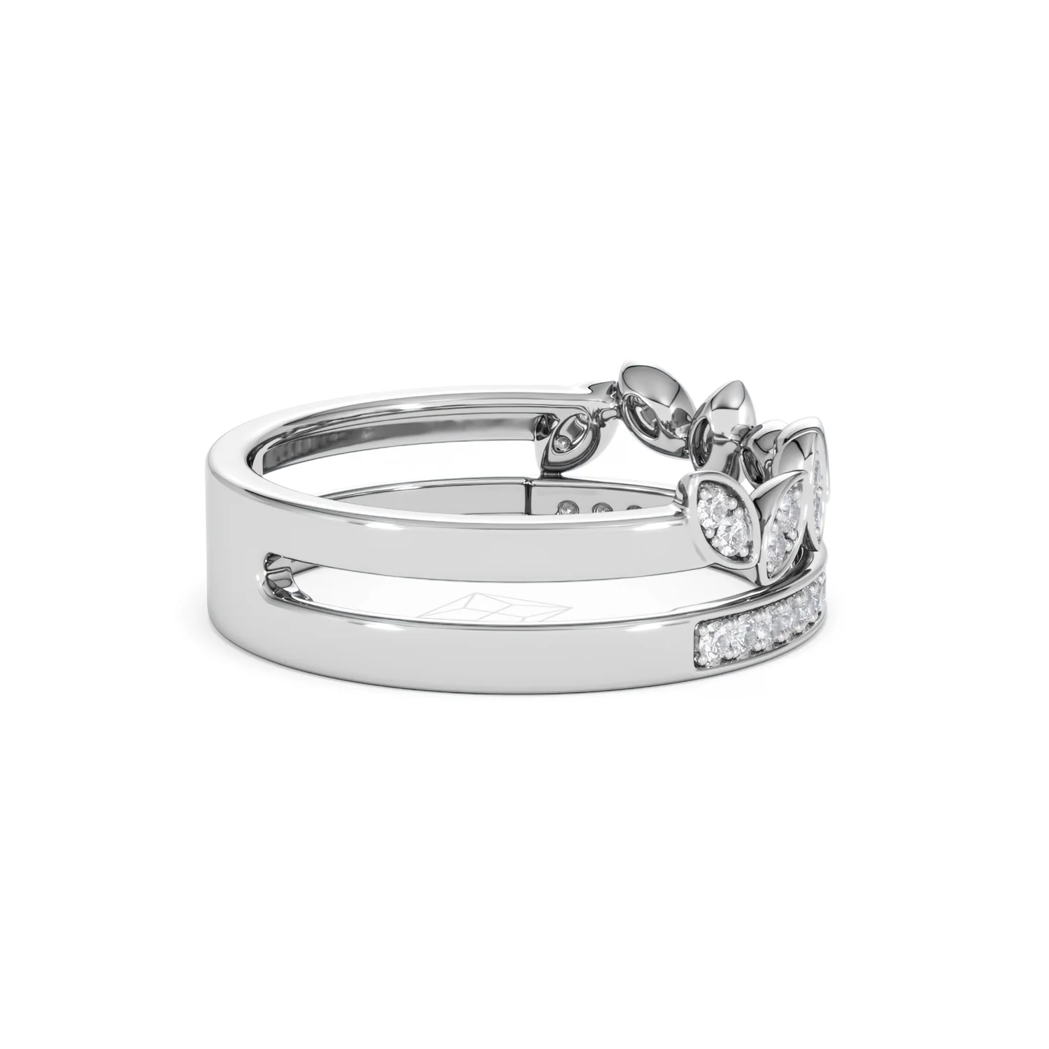 Double Band Stacking Ring Lab Diamond 0.25ct in 925 Silver - Image 33