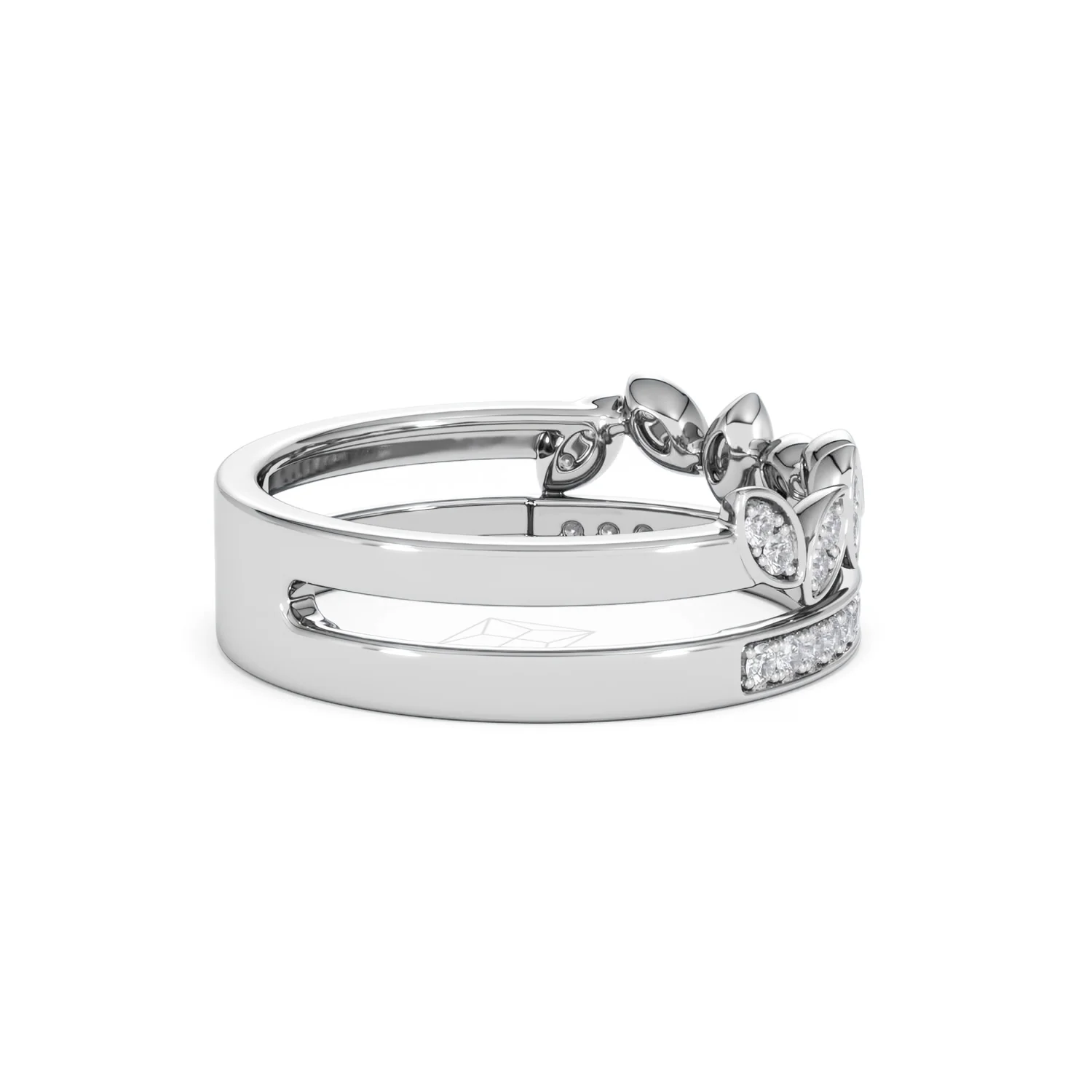 Double Band Stacking Ring Lab Diamond 0.25ct in 925 Silver - Image 34