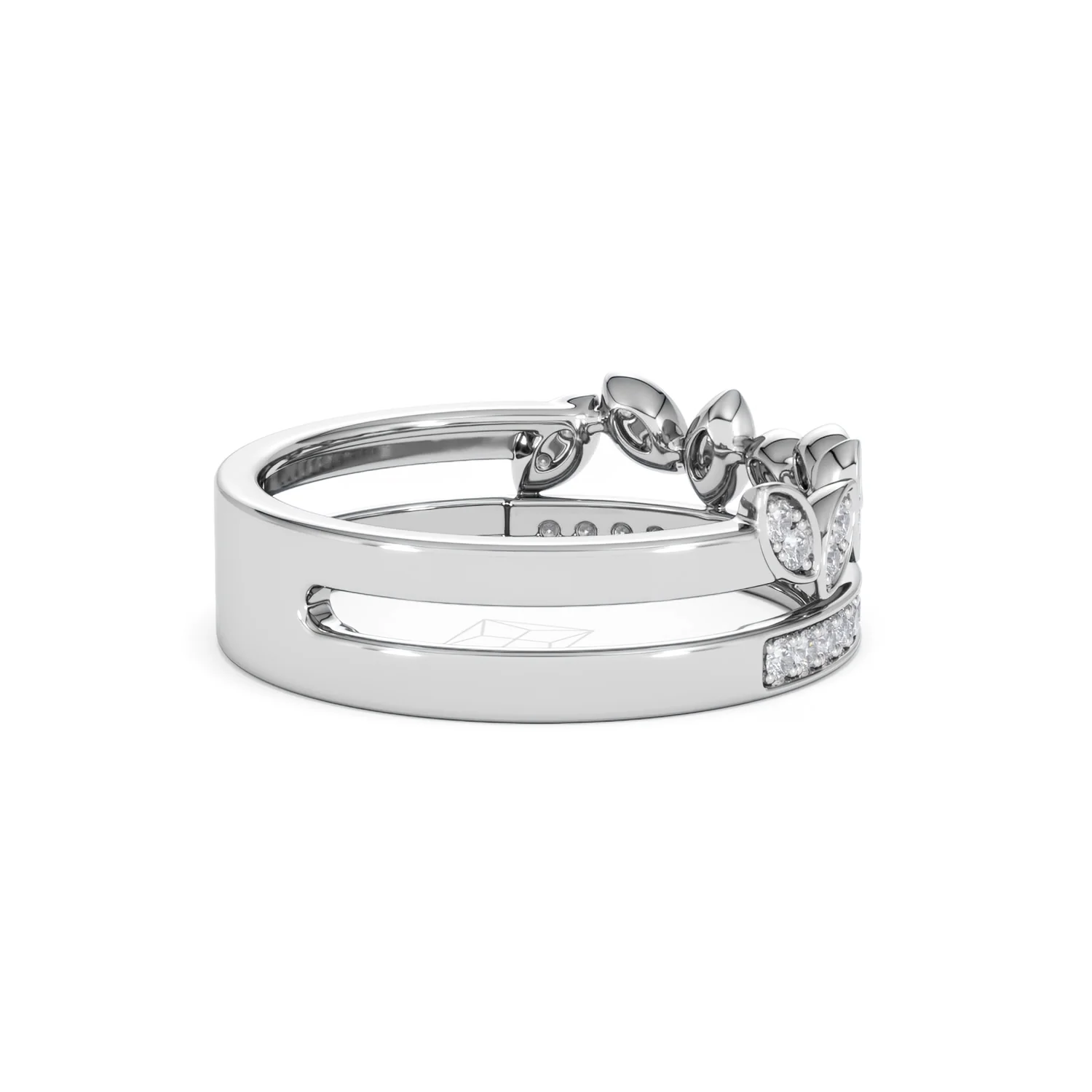 Double Band Stacking Ring Lab Diamond 0.25ct in 925 Silver - Image 35
