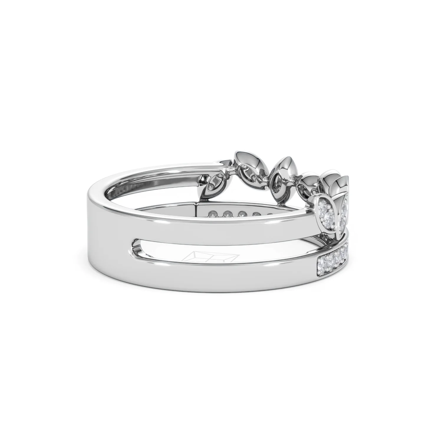 Double Band Stacking Ring Lab Diamond 0.25ct in 925 Silver - Image 36