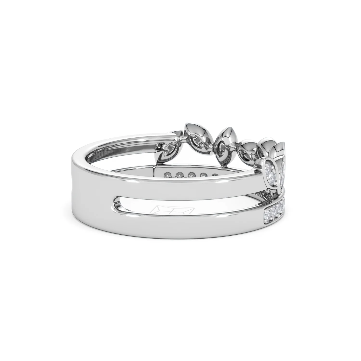 Double Band Stacking Ring Lab Diamond 0.25ct in 925 Silver - Image 37