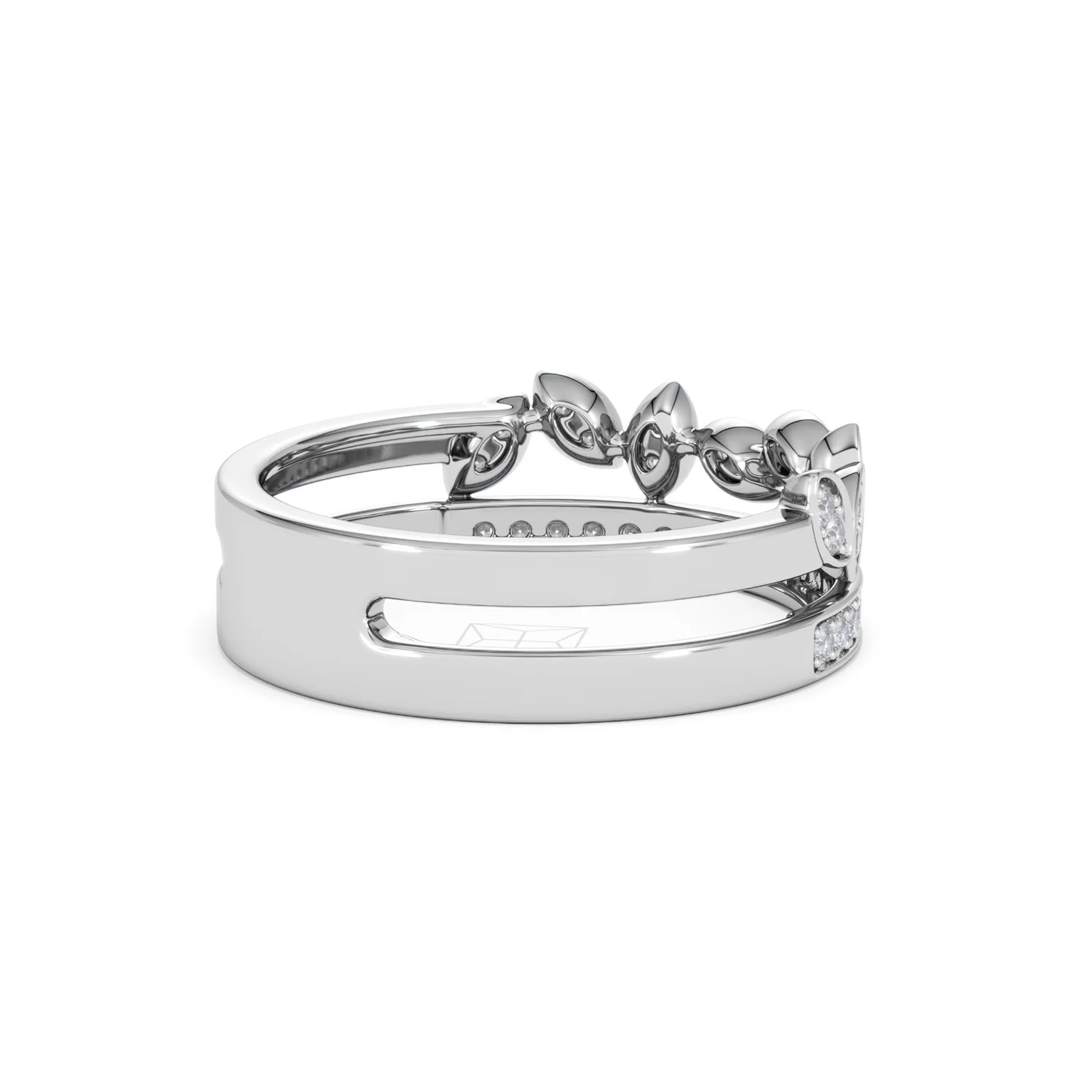 Double Band Stacking Ring Lab Diamond 0.25ct in 925 Silver - Image 38