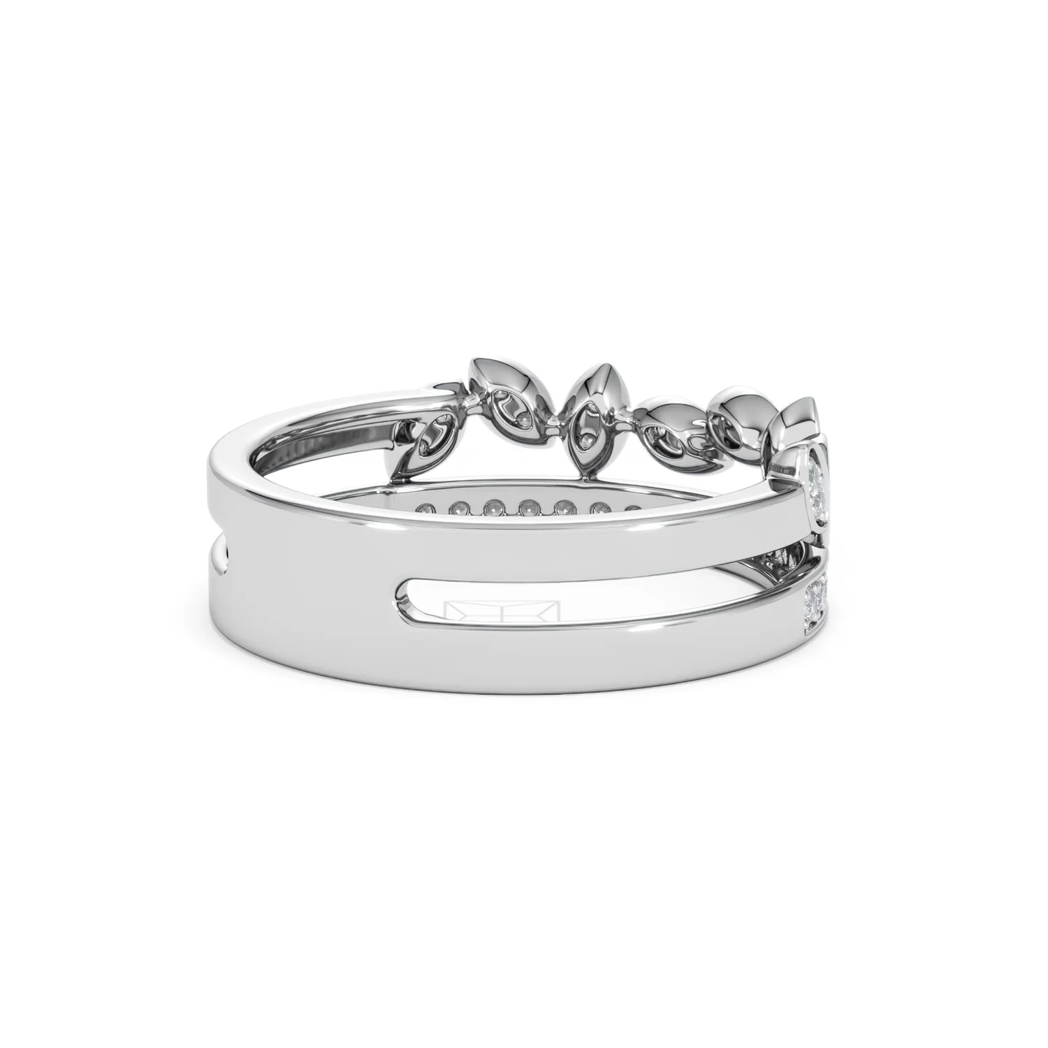Double Band Stacking Ring Lab Diamond 0.25ct in 925 Silver - Image 40