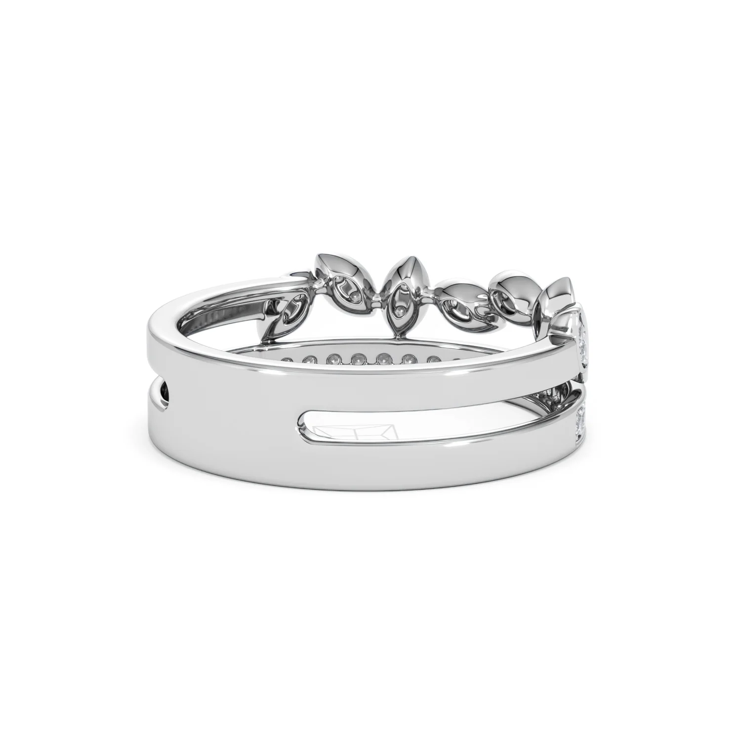 Double Band Stacking Ring Lab Diamond 0.25ct in 925 Silver - Image 41