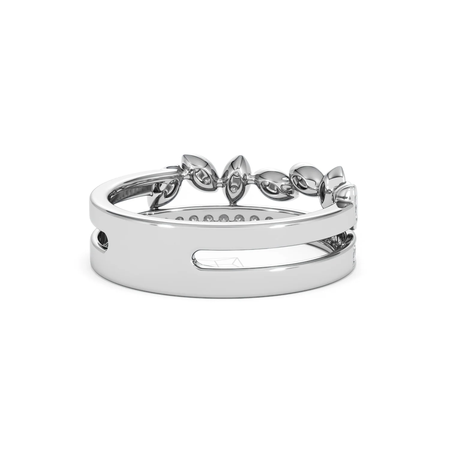 Double Band Stacking Ring Lab Diamond 0.25ct in 925 Silver - Image 42