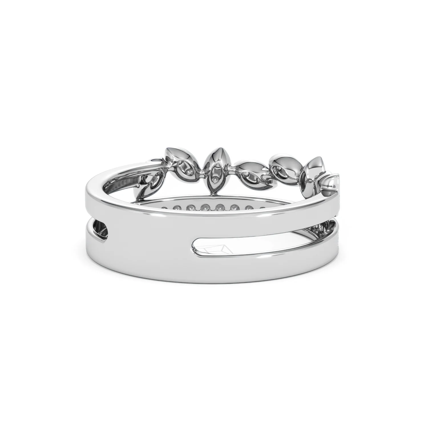 Double Band Stacking Ring Lab Diamond 0.25ct in 925 Silver - Image 43