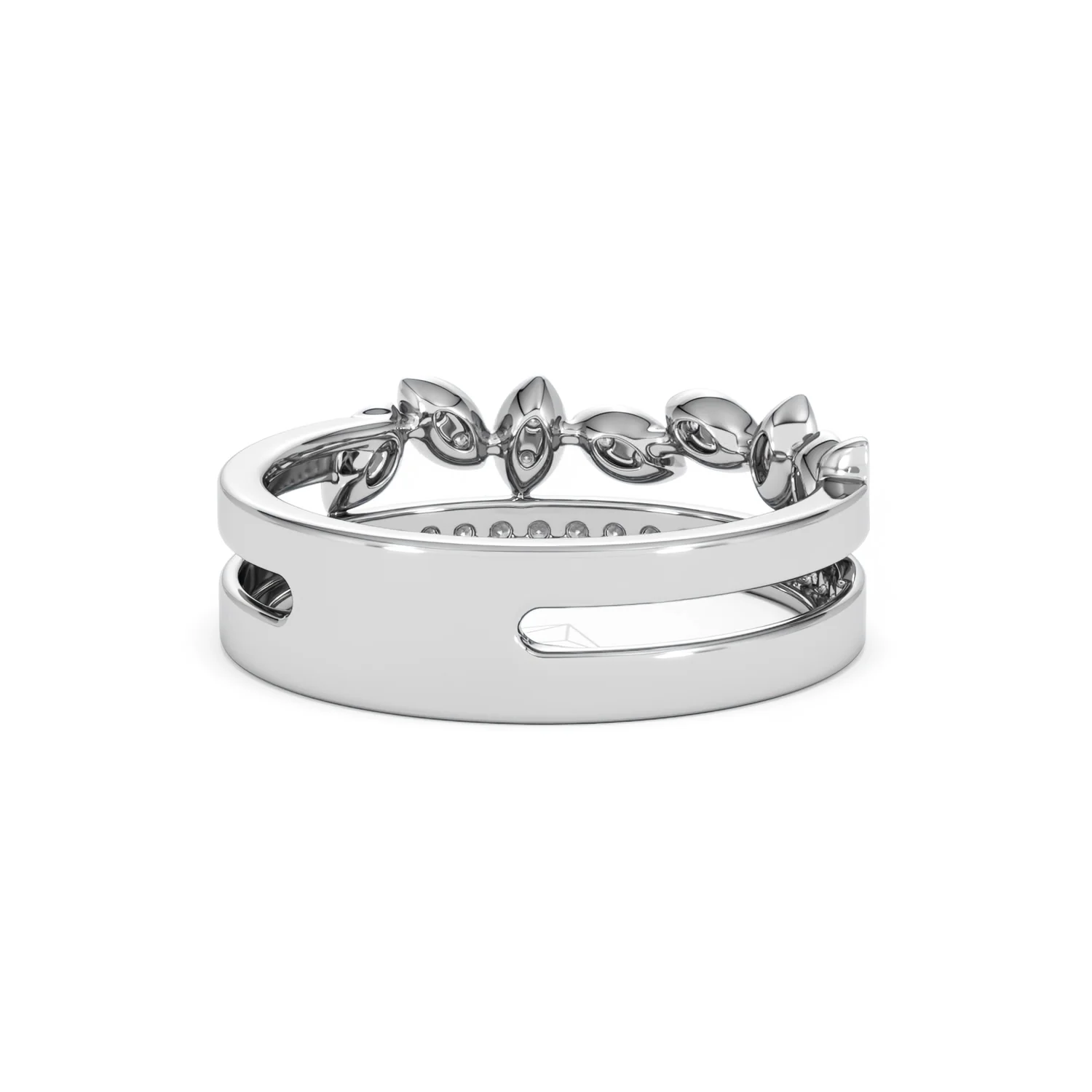 Double Band Stacking Ring Lab Diamond 0.25ct in 925 Silver - Image 44