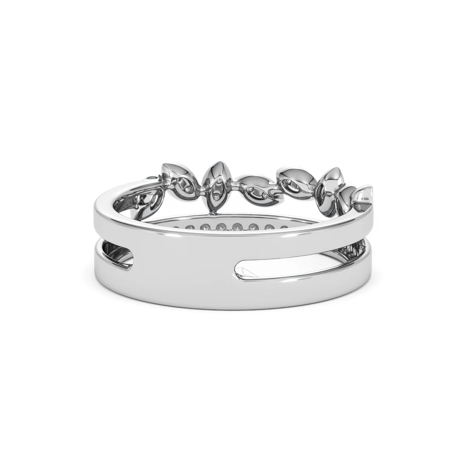 Double Band Stacking Ring Lab Diamond 0.25ct in 925 Silver - Image 45