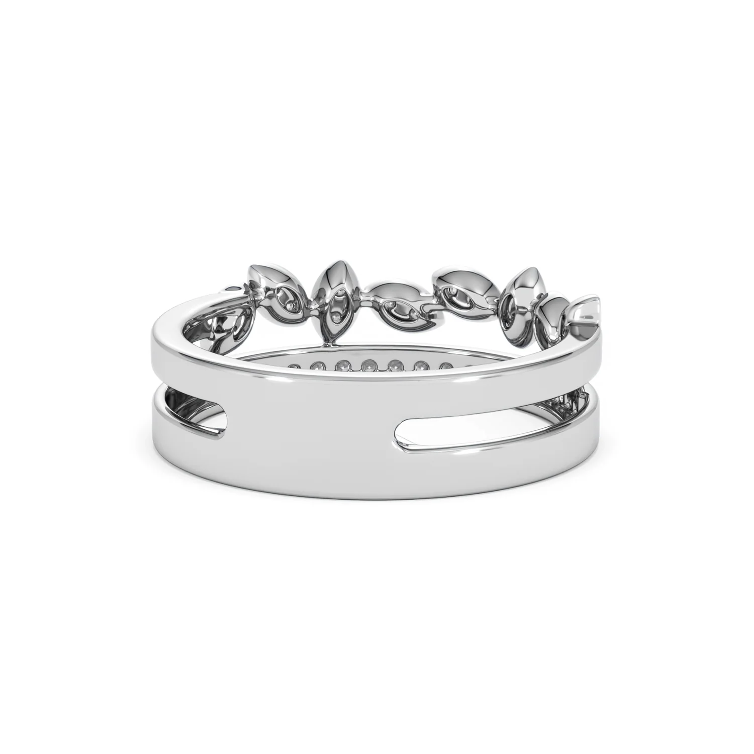Double Band Stacking Ring Lab Diamond 0.25ct in 925 Silver - Image 46