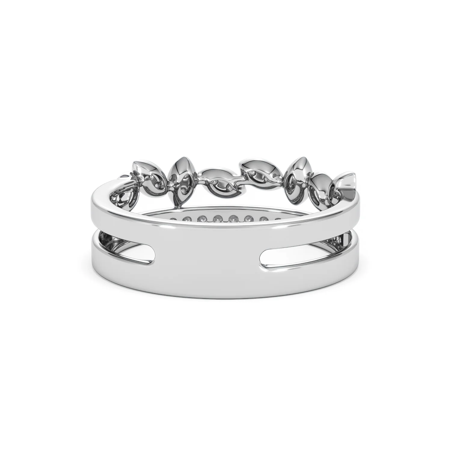 Double Band Stacking Ring Lab Diamond 0.25ct in 925 Silver - Image 48