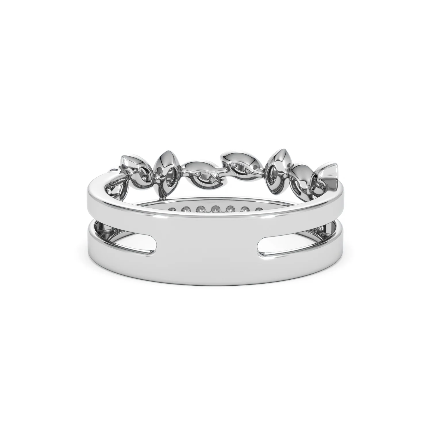Double Band Stacking Ring Lab Diamond 0.25ct in 925 Silver - Image 49