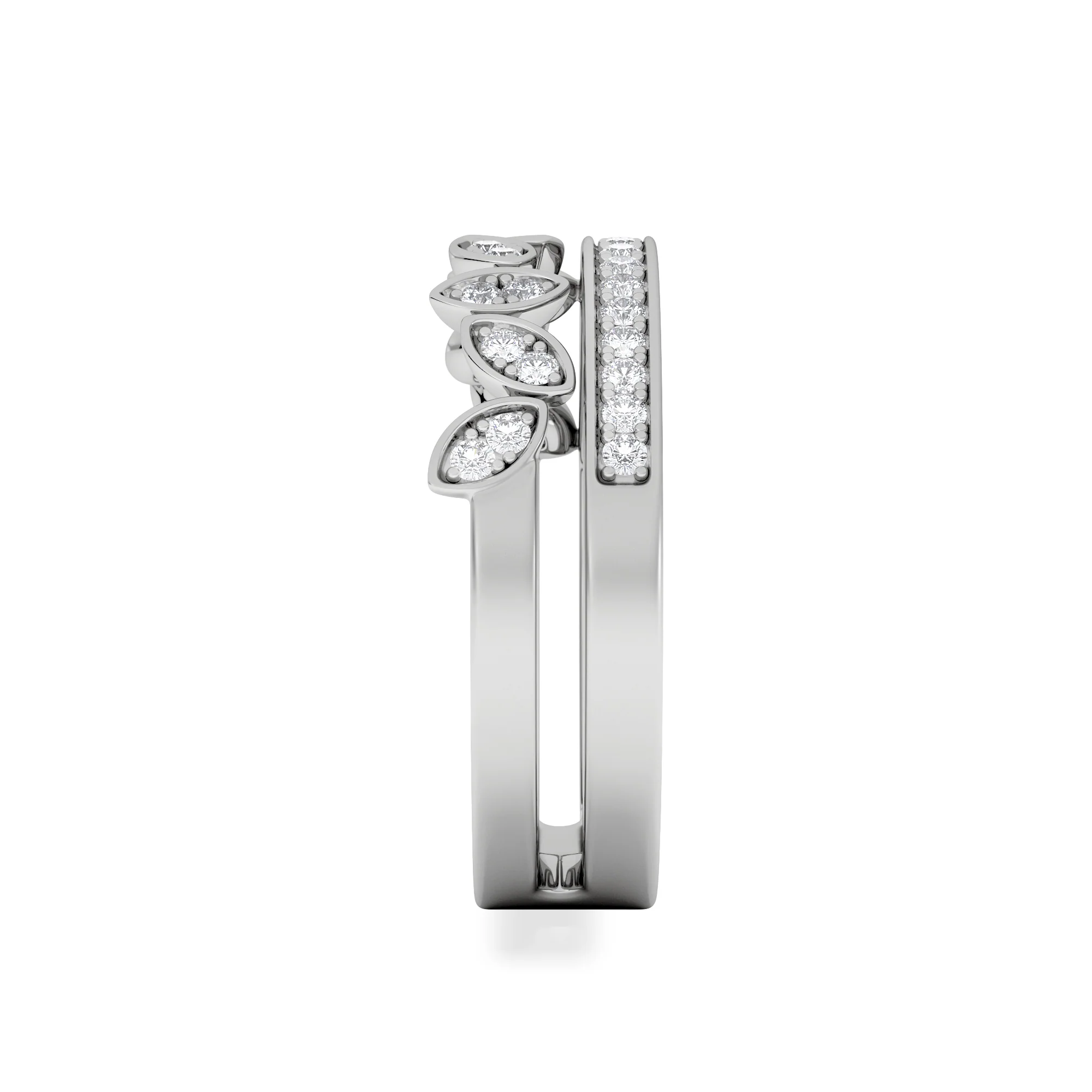Double Band Stacking Ring Lab Diamond 0.25ct in 925 Silver - Image 5