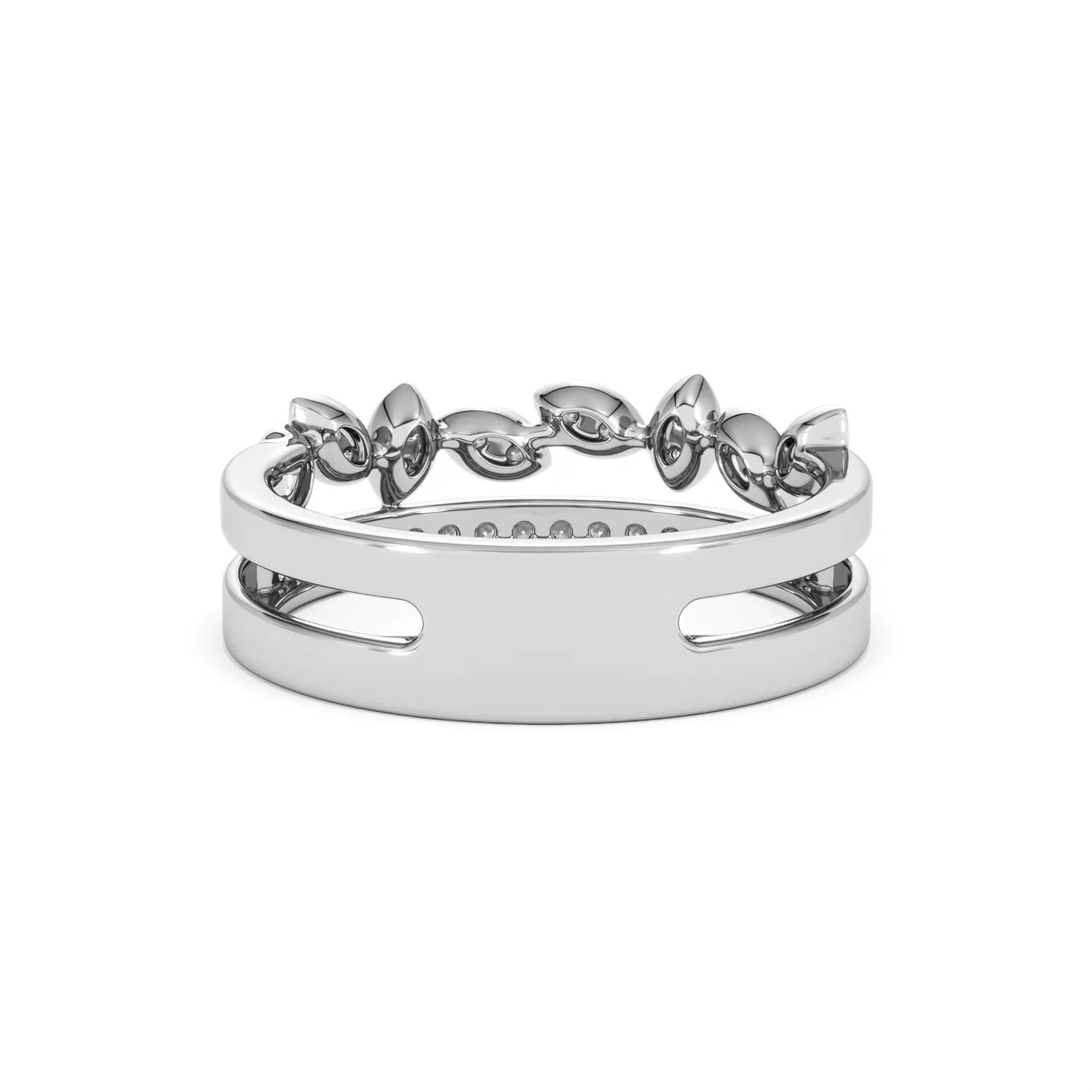 Double Band Stacking Ring Lab Diamond 0.25ct in 925 Silver - Image 50