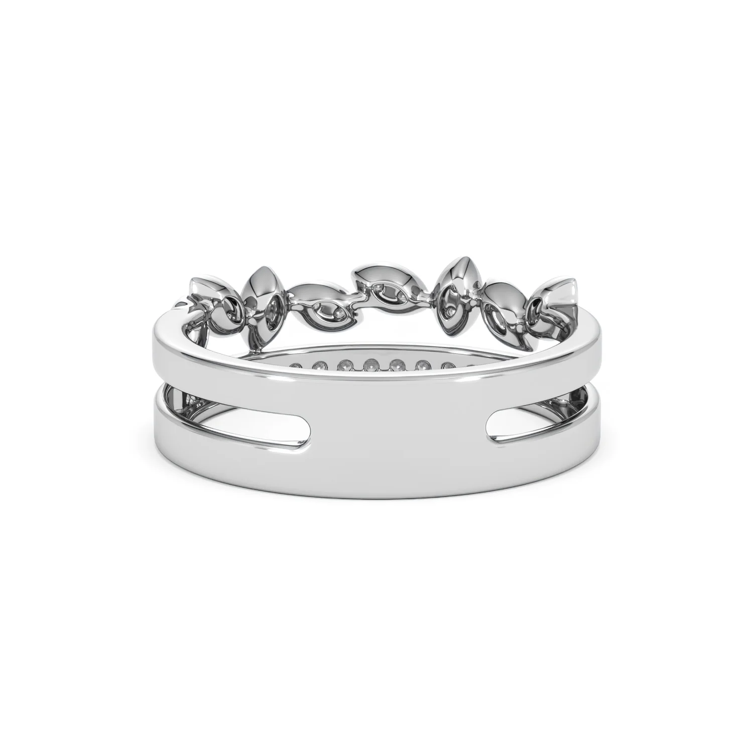 Double Band Stacking Ring Lab Diamond 0.25ct in 925 Silver - Image 51