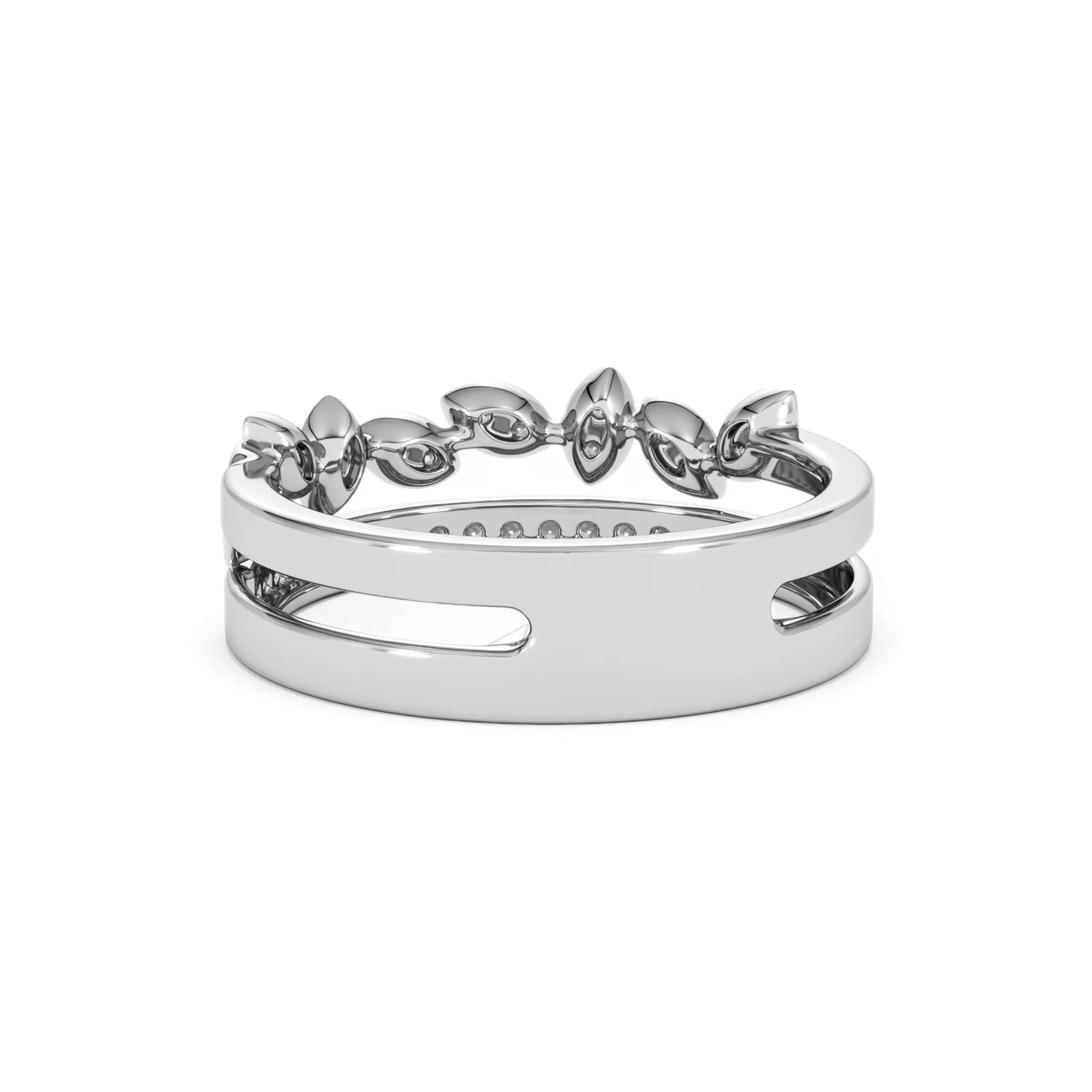 Double Band Stacking Ring Lab Diamond 0.25ct in 925 Silver - Image 54