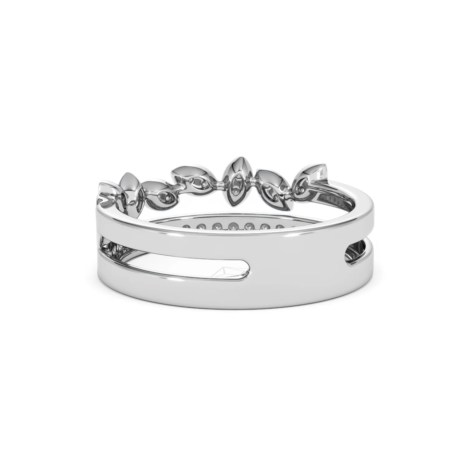 Double Band Stacking Ring Lab Diamond 0.25ct in 925 Silver - Image 56
