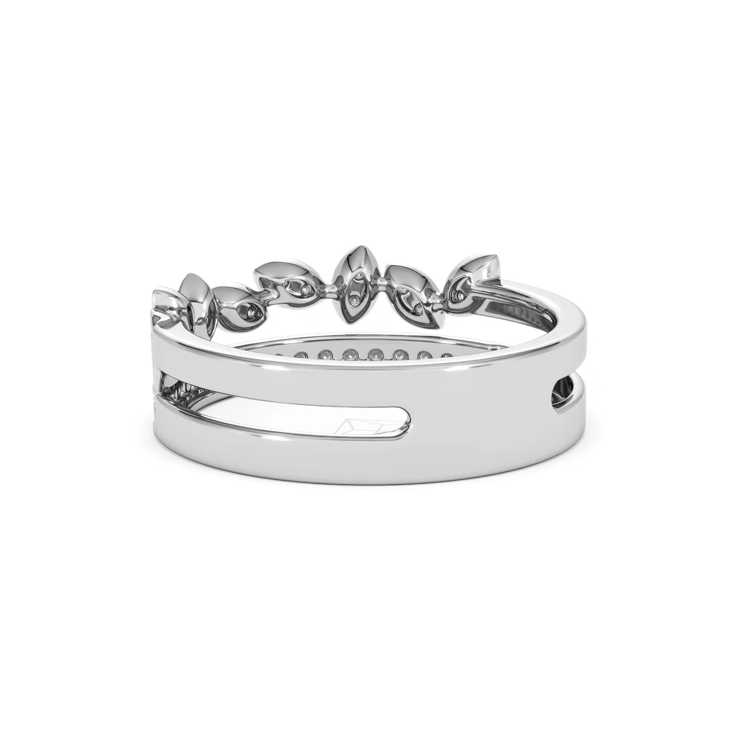 Double Band Stacking Ring Lab Diamond 0.25ct in 925 Silver - Image 57