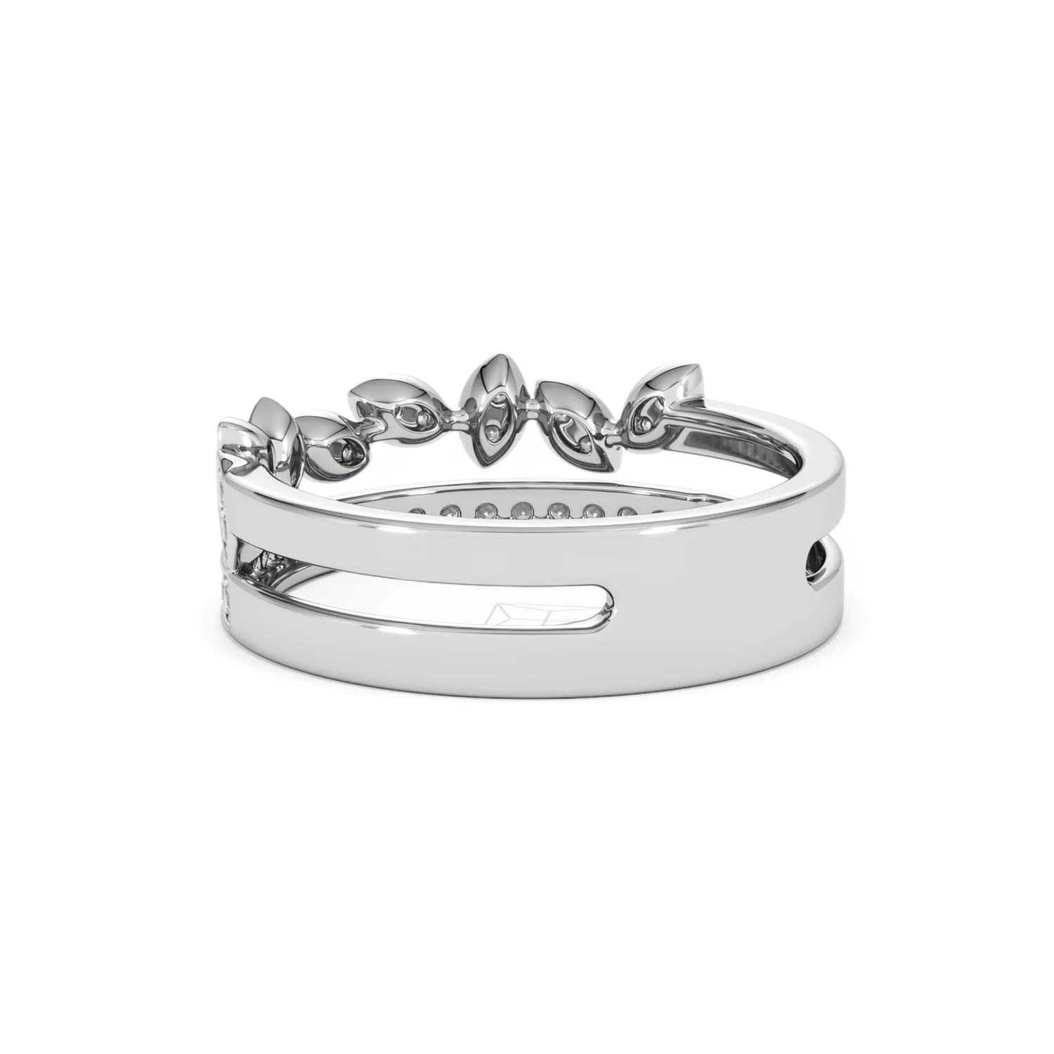 Double Band Stacking Ring Lab Diamond 0.25ct in 925 Silver - Image 58