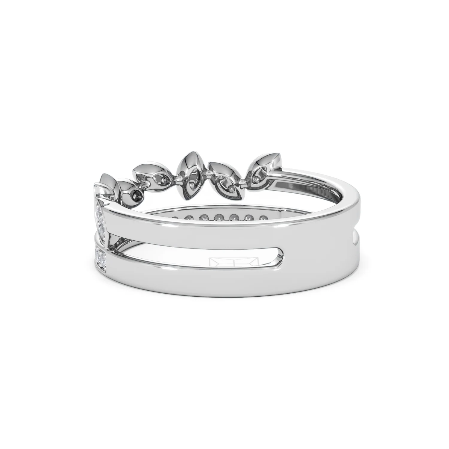 Double Band Stacking Ring Lab Diamond 0.25ct in 925 Silver - Image 60