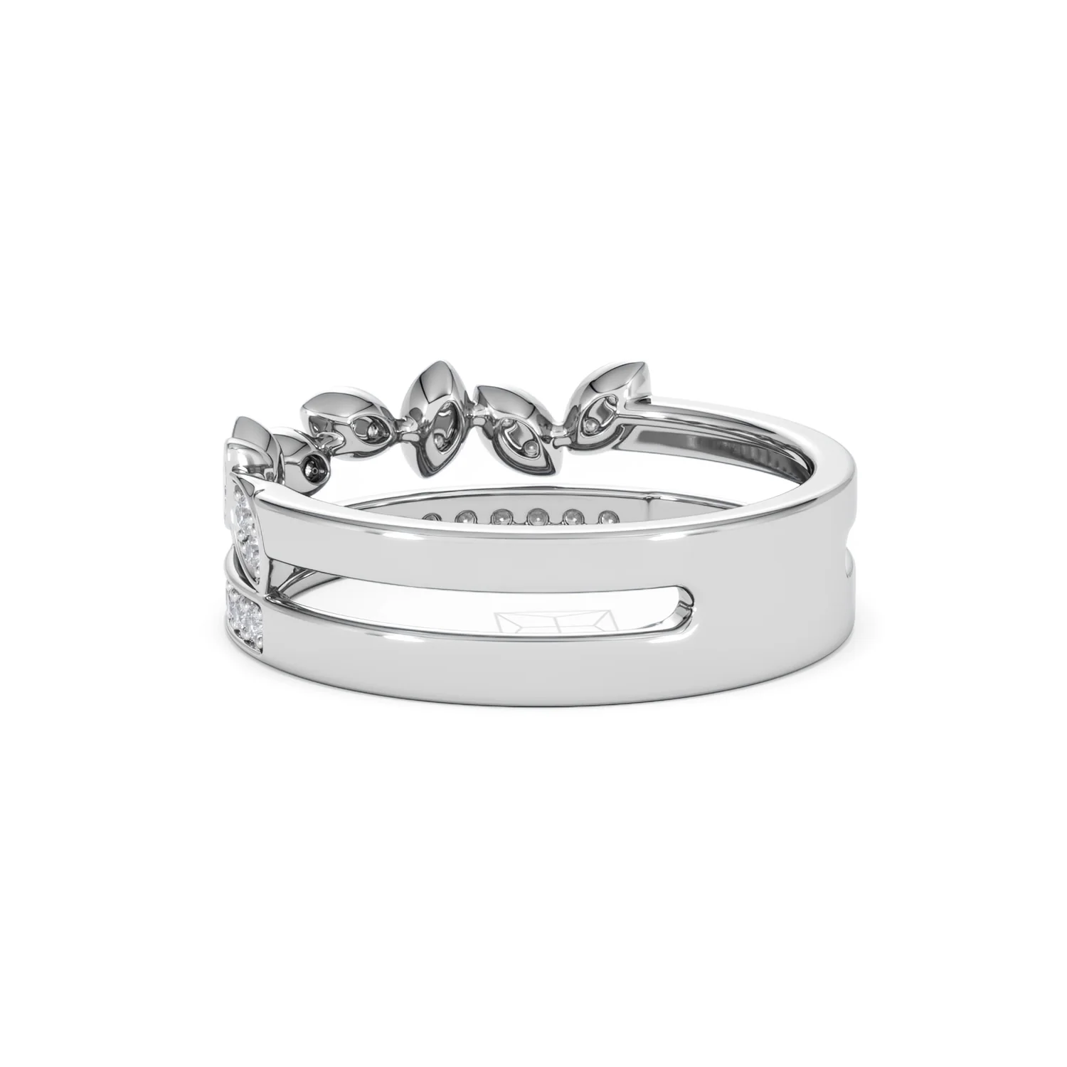 Double Band Stacking Ring Lab Diamond 0.25ct in 925 Silver - Image 61