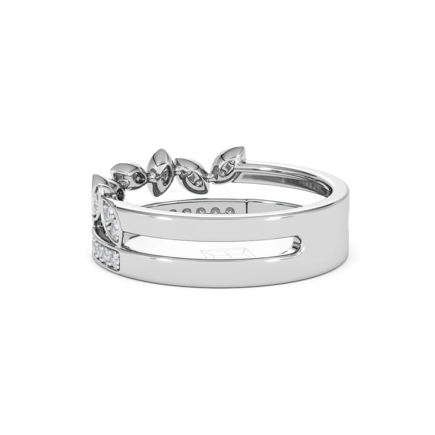 Double Band Stacking Ring Lab Diamond 0.25ct in 925 Silver - Image 63