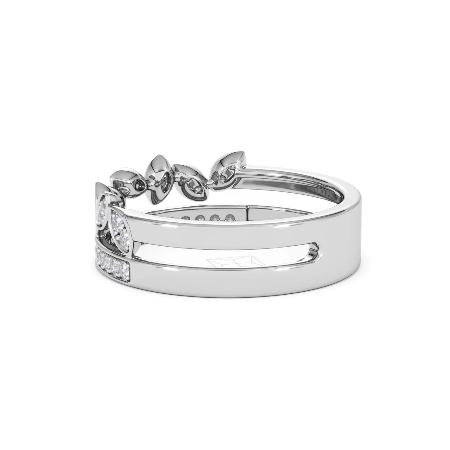 Double Band Stacking Ring Lab Diamond 0.25ct in 925 Silver - Image 64