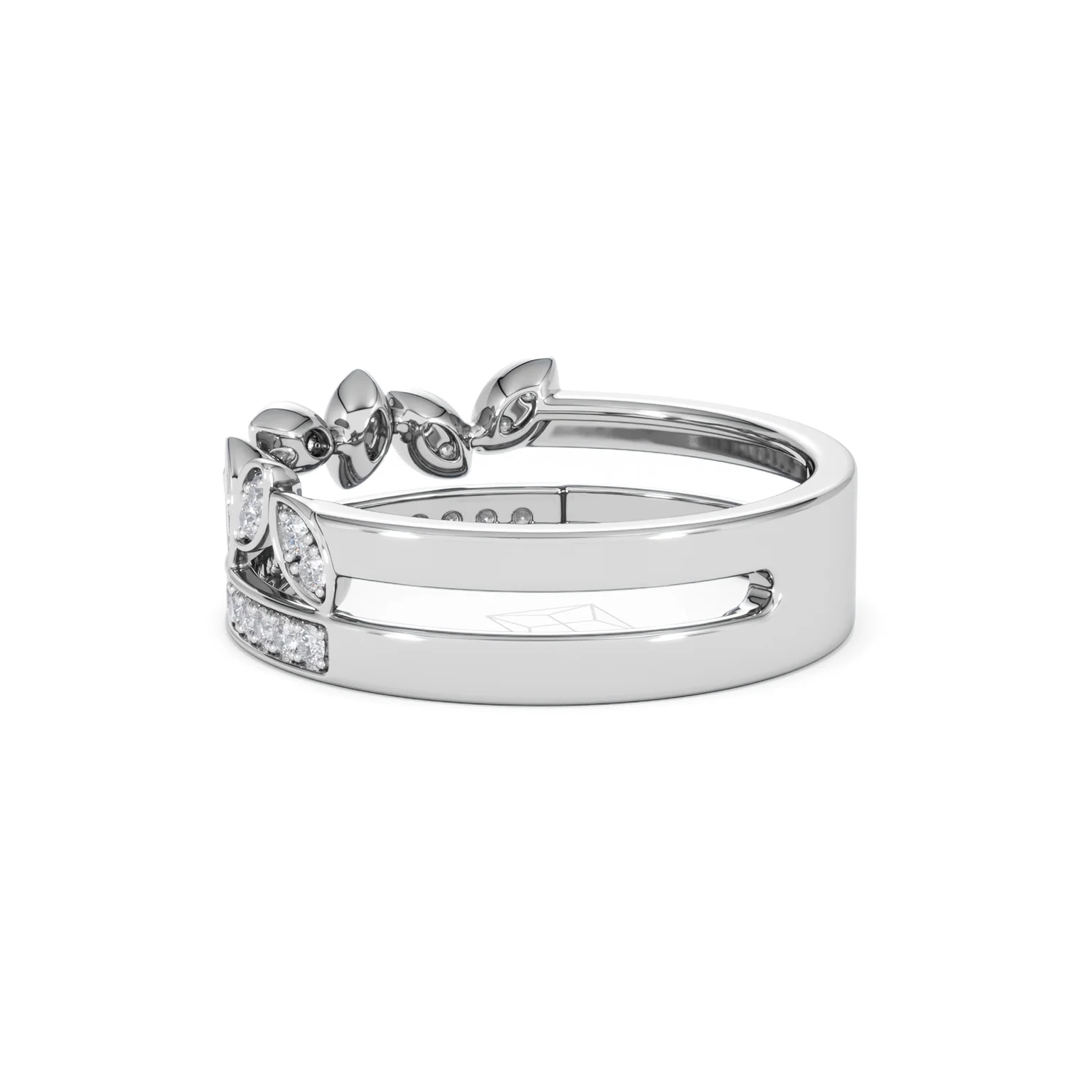 Double Band Stacking Ring Lab Diamond 0.25ct in 925 Silver - Image 65