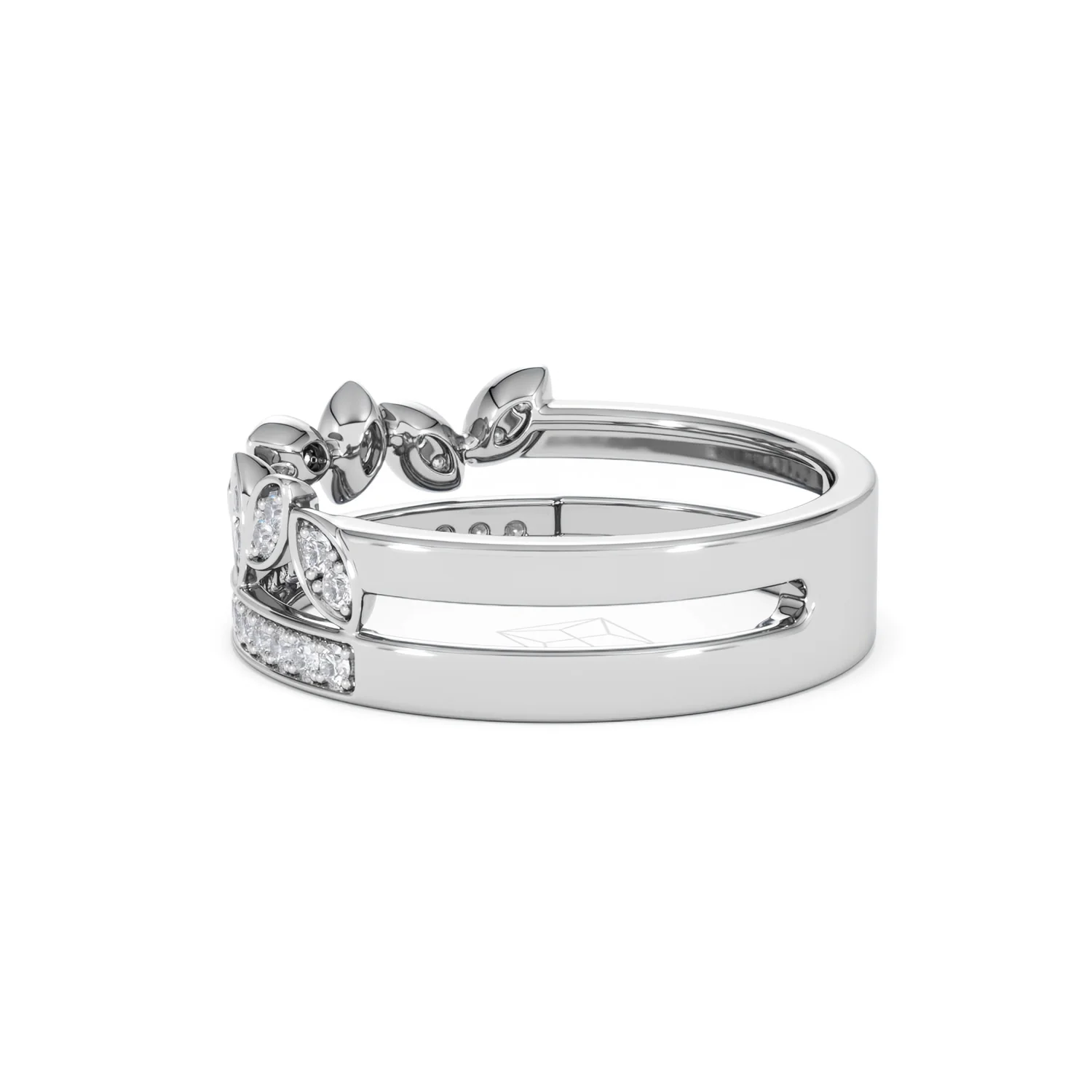 Double Band Stacking Ring Lab Diamond 0.25ct in 925 Silver - Image 66