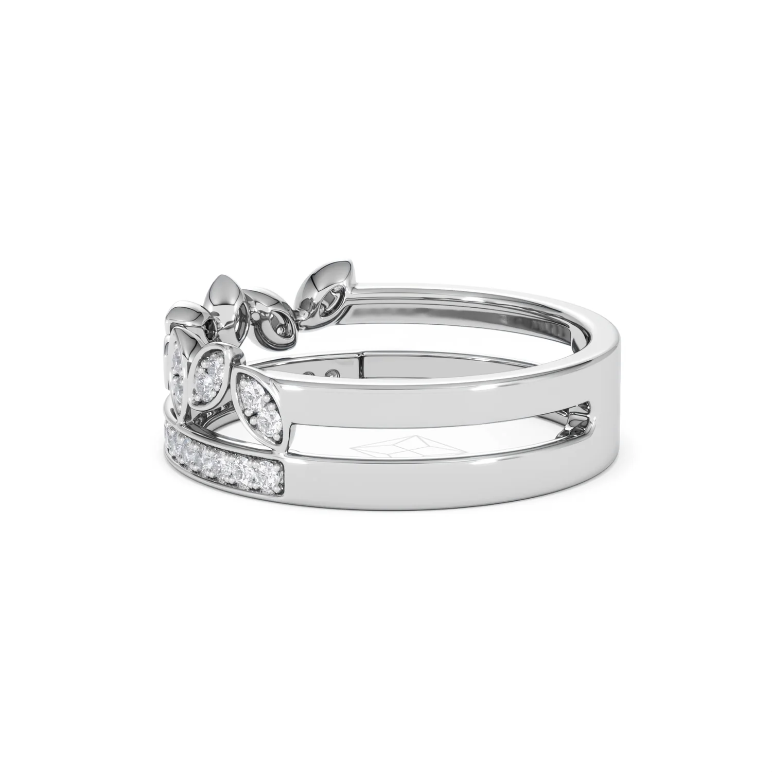 Double Band Stacking Ring Lab Diamond 0.25ct in 925 Silver - Image 68