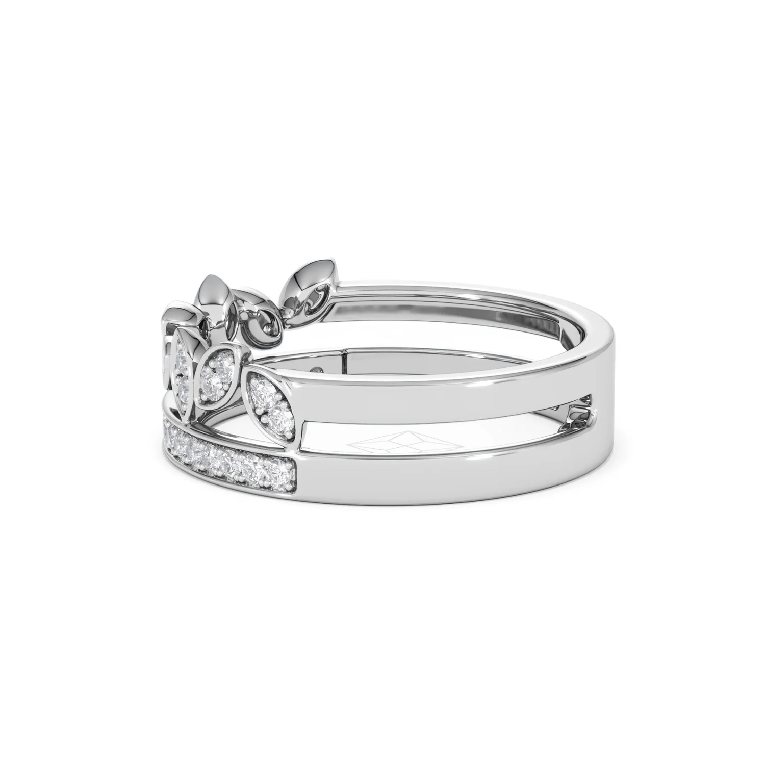 Double Band Stacking Ring Lab Diamond 0.25ct in 925 Silver - Image 69