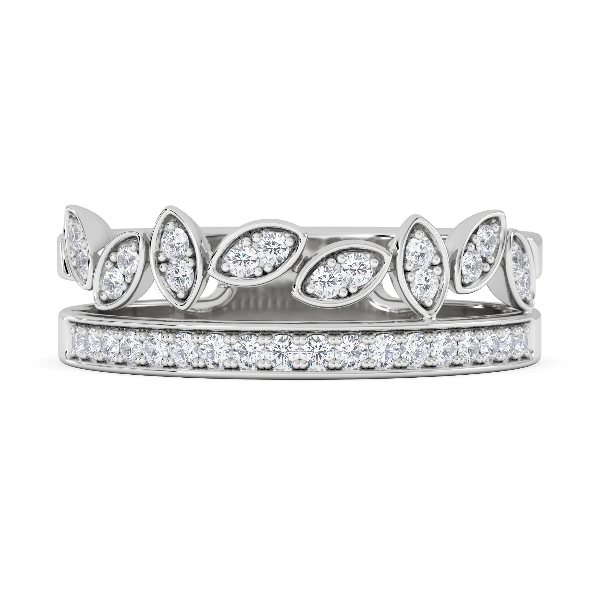Double Band Stacking Ring Lab Diamond 0.25ct in 925 Silver - Image 7