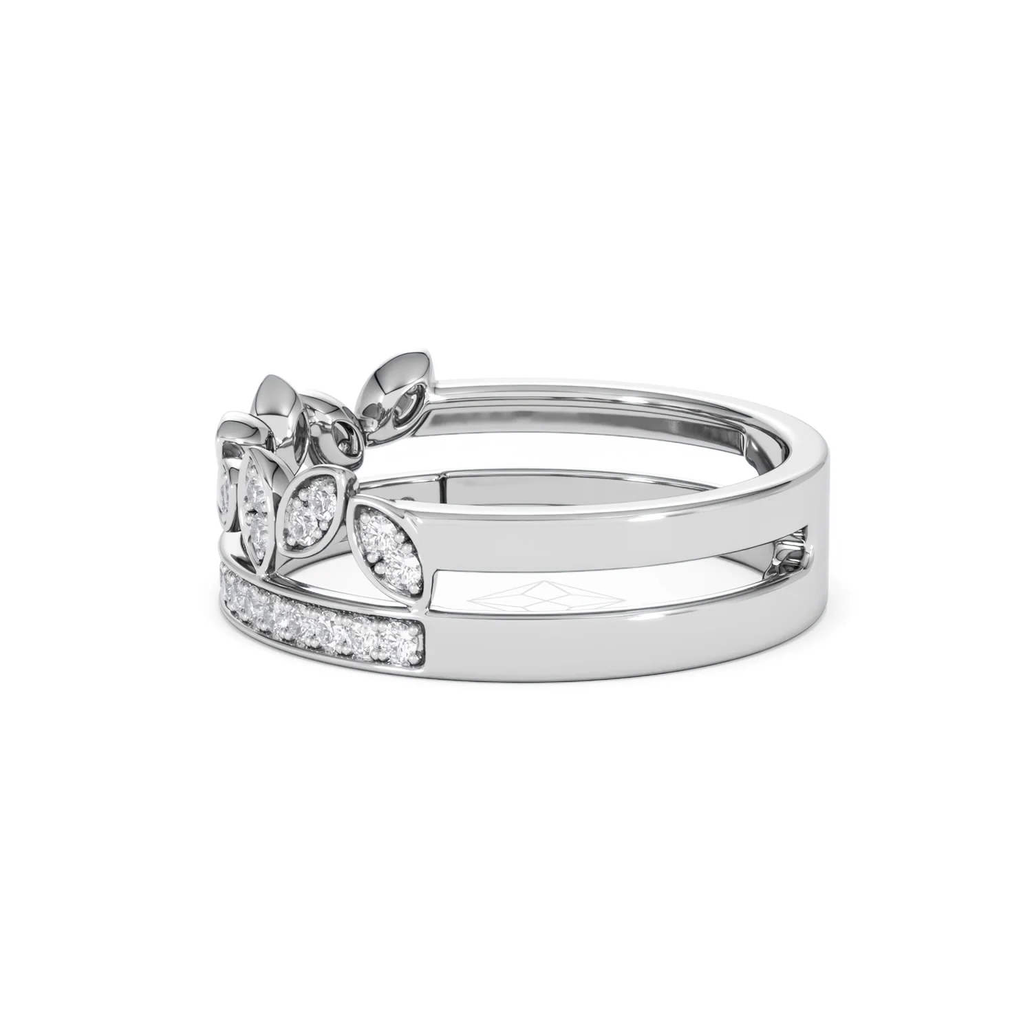 Double Band Stacking Ring Lab Diamond 0.25ct in 925 Silver - Image 70