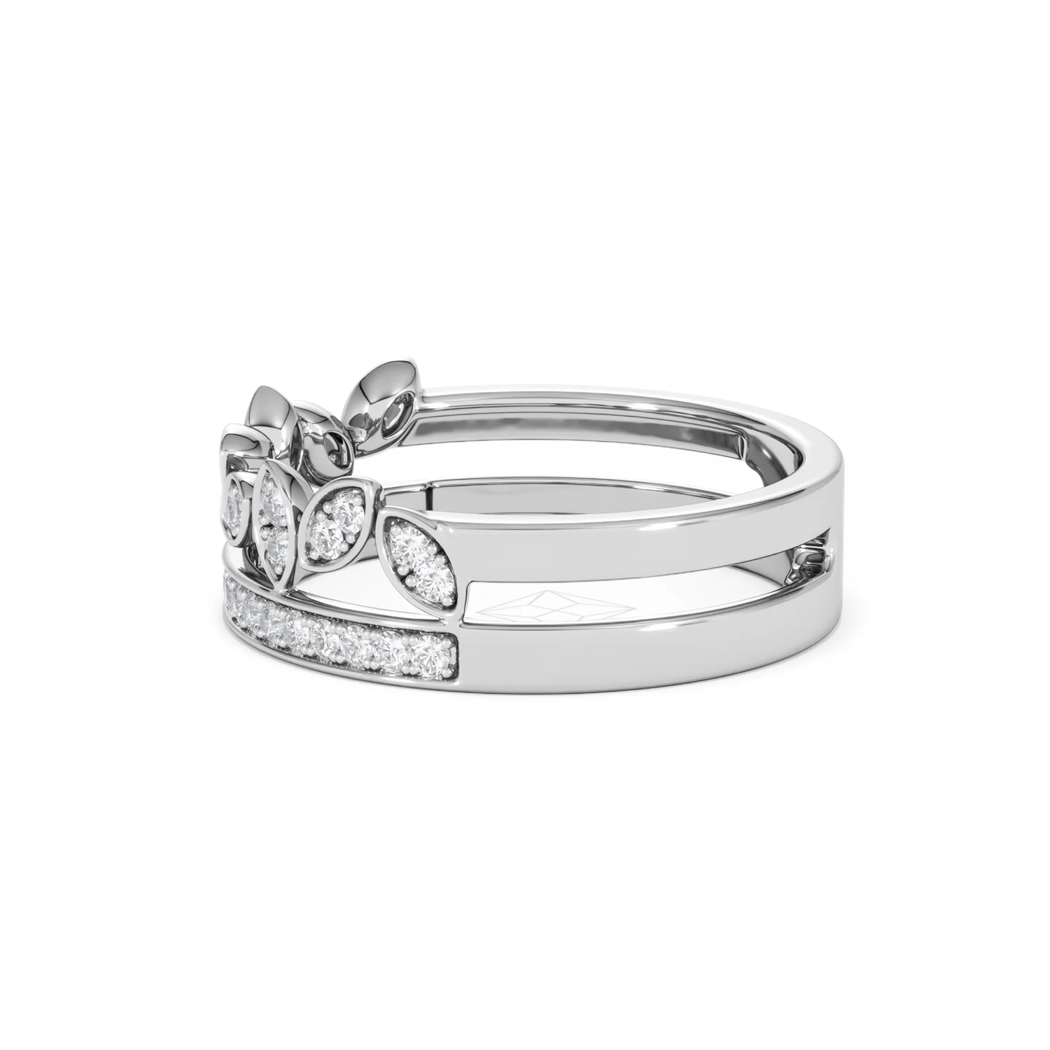 Double Band Stacking Ring Lab Diamond 0.25ct in 925 Silver - Image 71