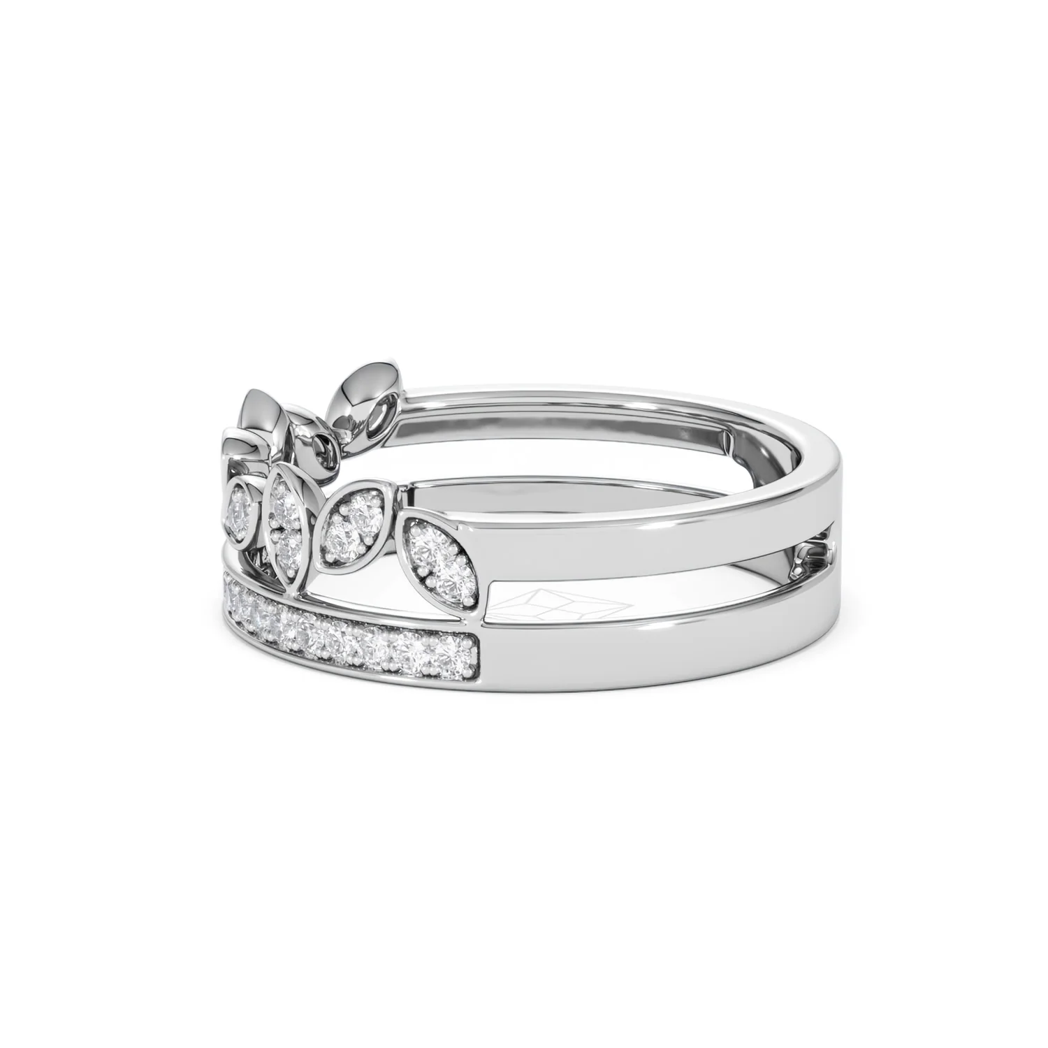 Double Band Stacking Ring Lab Diamond 0.25ct in 925 Silver - Image 72