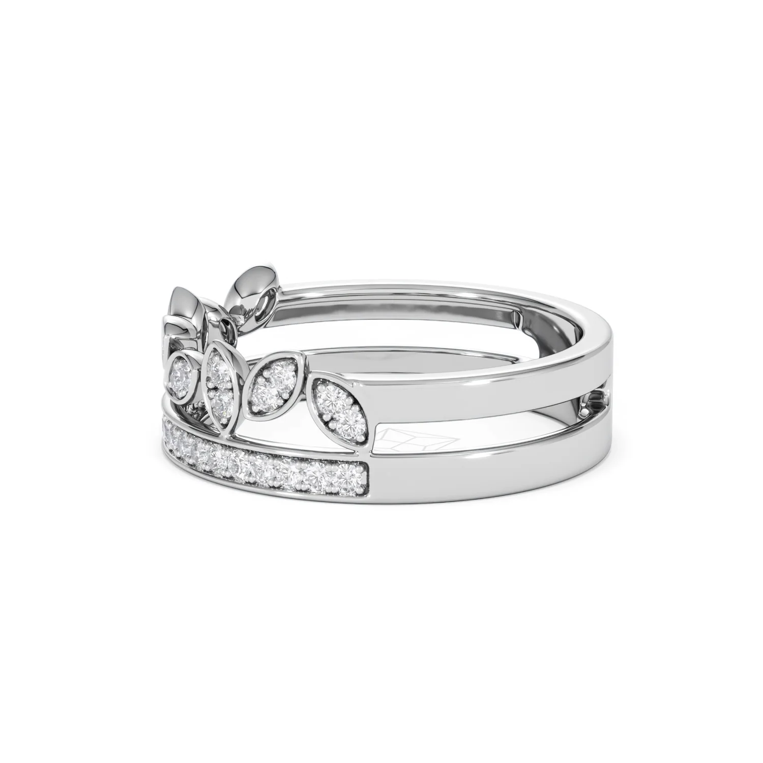 Double Band Stacking Ring Lab Diamond 0.25ct in 925 Silver - Image 73
